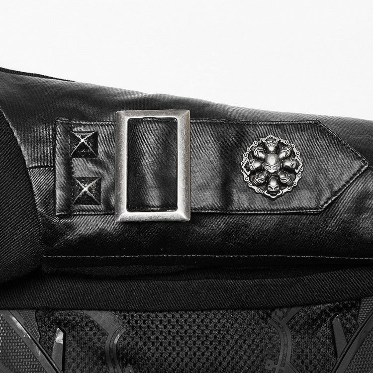 Black Cyber Handsome Jacket Detachable Front Open Skirt