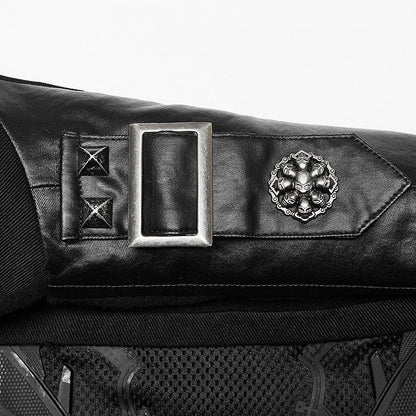 Black Cyber Handsome Jacket Detachable Front Open Skirt