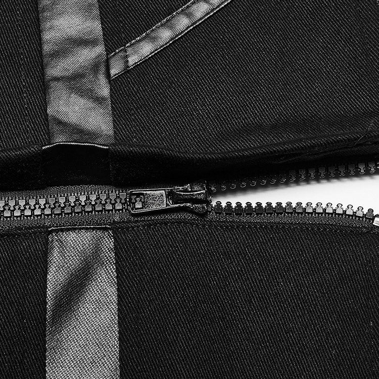 Black Cyber Handsome Jacket Detachable Front Open Skirt