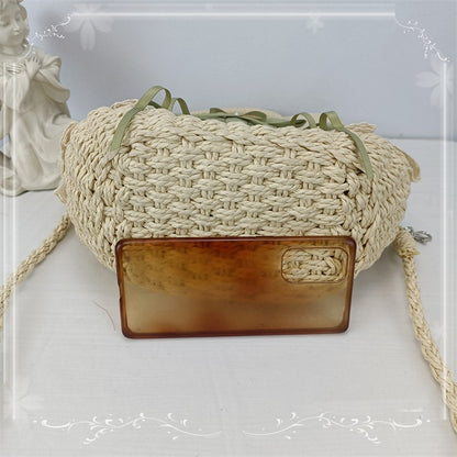 5 Color Options Lace Trim Bow Pastoral Tote Bag