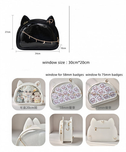 White / Black Cat Head Shaped Ita Backpack
