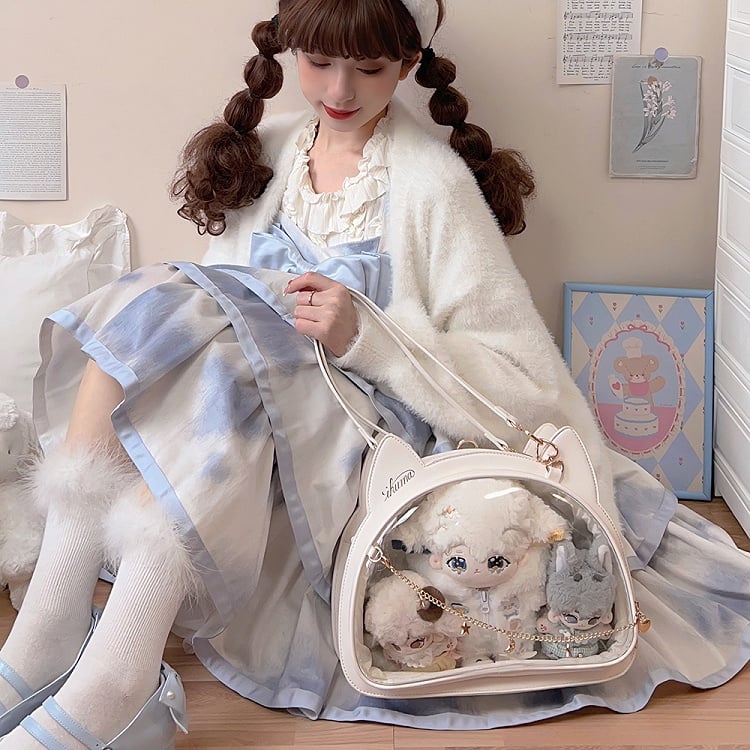 White / Black Cat Head Shaped Ita Backpack