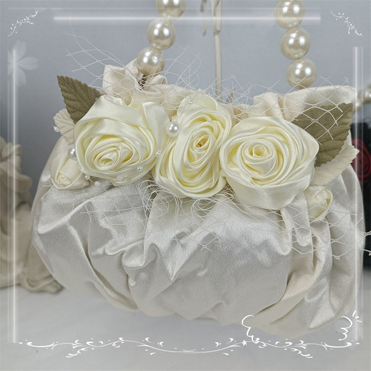 Handmade Rose Details White / Black Tote Bag