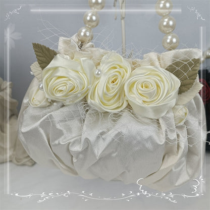 Handmade Rose Details White / Black Tote Bag