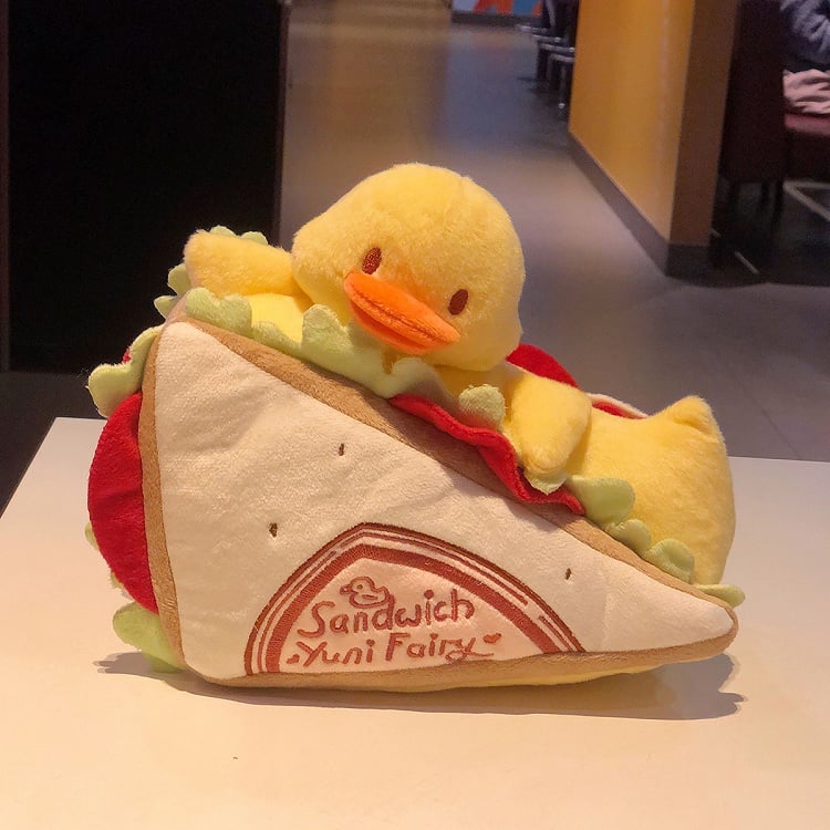 Plush Duck Design Sandwich Shaped Crossbody Bag