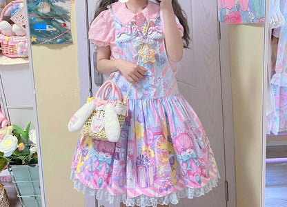 Plush Rabbit Ears Design Pink/Red Bowknots Lolita Bag