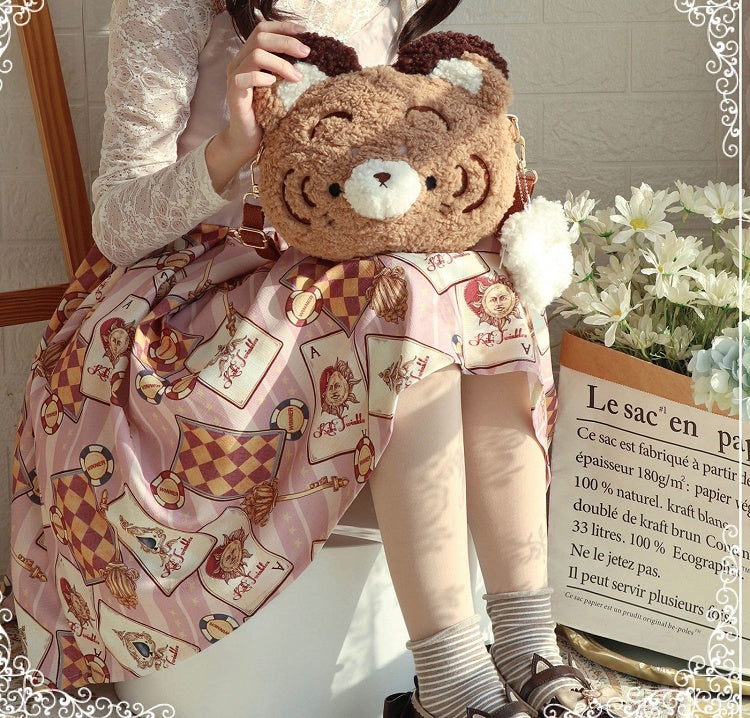 Tiger and Teeth Plush Tiger Head-Shaped Crossbody