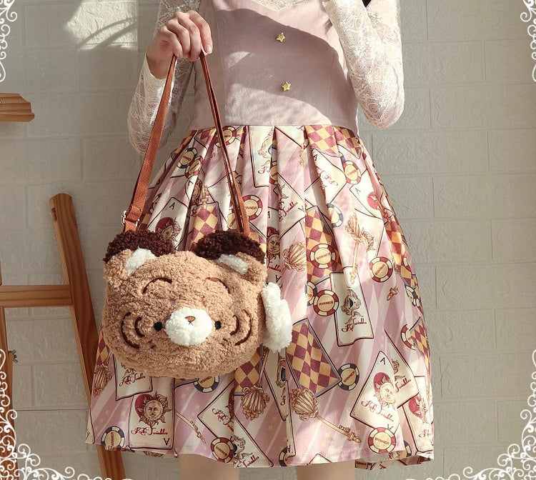 Tiger and Teeth Plush Tiger Head-Shaped Crossbody