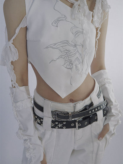 Star Studs Pop Punk Black Waist Belt