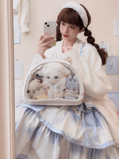 White / Black Cat Head Shaped Ita Backpack