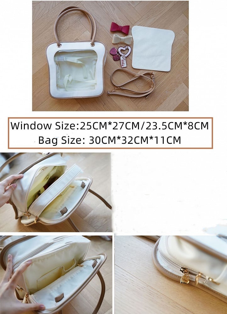 Pink Toast-shaped Ita Tote Bag with Bowknots