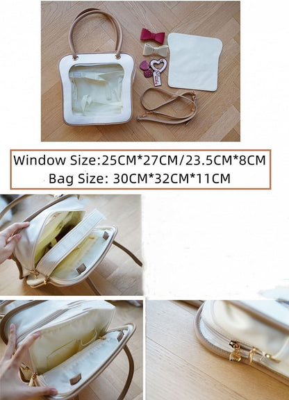 Pink Toast-shaped Ita Tote Bag with Bowknots