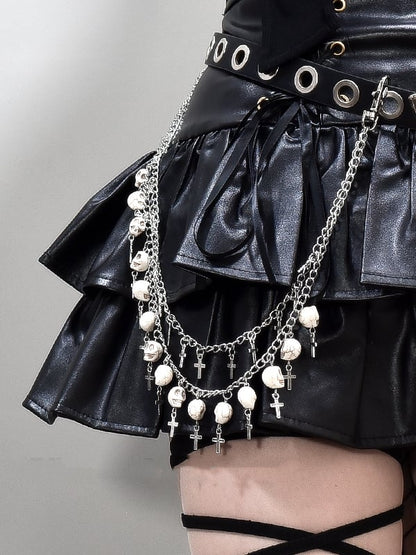 Skull Cross Decorative Silver Waist Chain