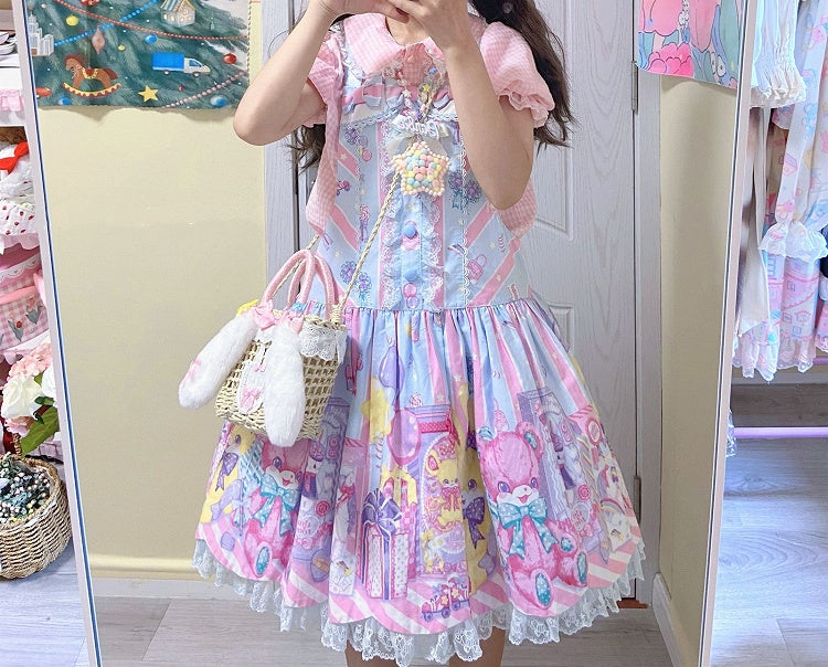 Plush Rabbit Ears Design Pink/Red Bowknots Lolita Bag