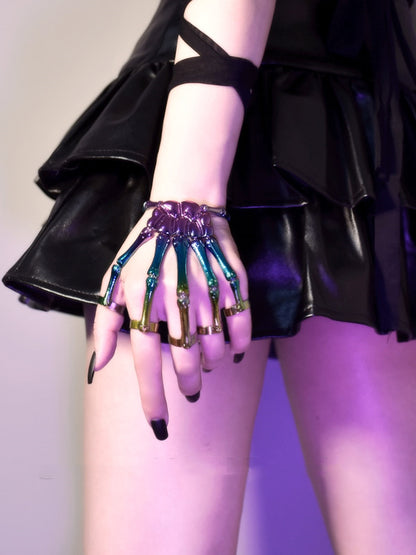 Metal Skeleton Hand Finger Accessory Black/Gold/Colorful