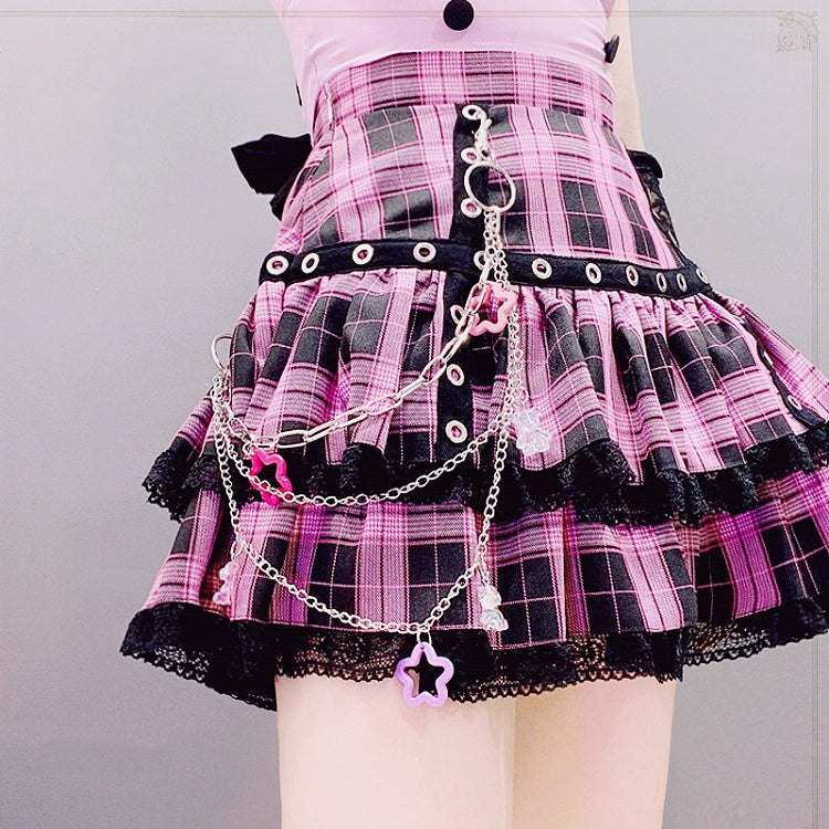 Y2K Star and Bear Decorated Silver Waist Chain