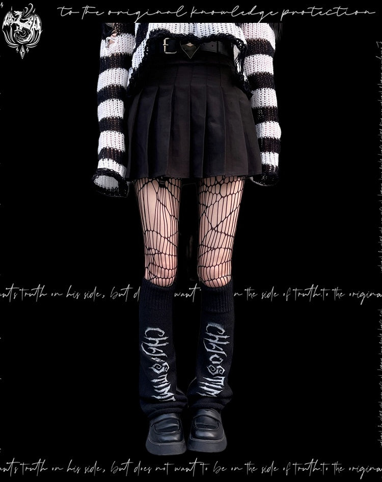 Punk Black Knitted Leg Warmers
