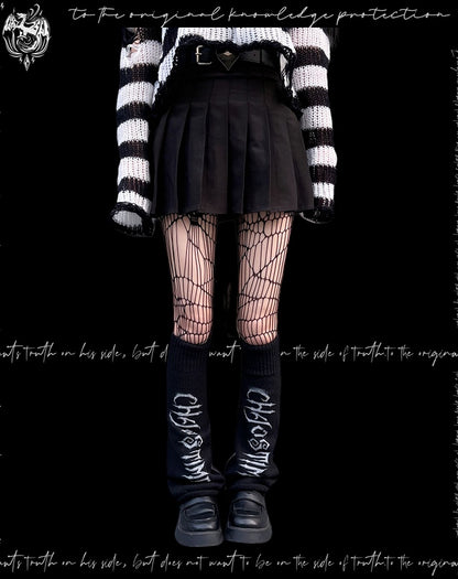 Punk Black Knitted Leg Warmers