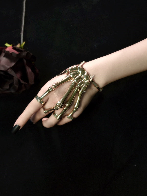 Metal Skeleton Hand Finger Accessory Black/Gold/Colorful