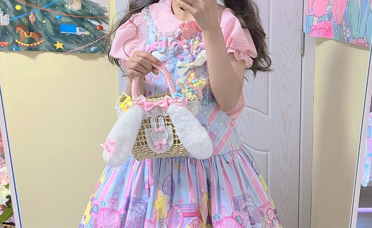 Plush Rabbit Ears Design Pink/Red Bowknots Lolita Bag