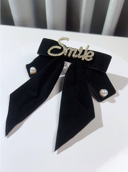 Rhinestone Letters Decorative Bow Tie with Pin Black /Wine Red /Dark Green