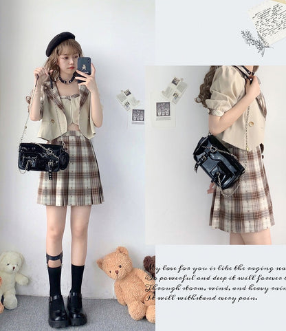 Fold-over Flap Metal Chain Design Shoulder Bag