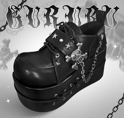 Black Star Hunter Pirates Skull Design Gothic Platforms