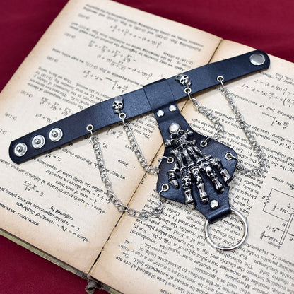 Skull Bones Design Chain Rock Black Bracelet