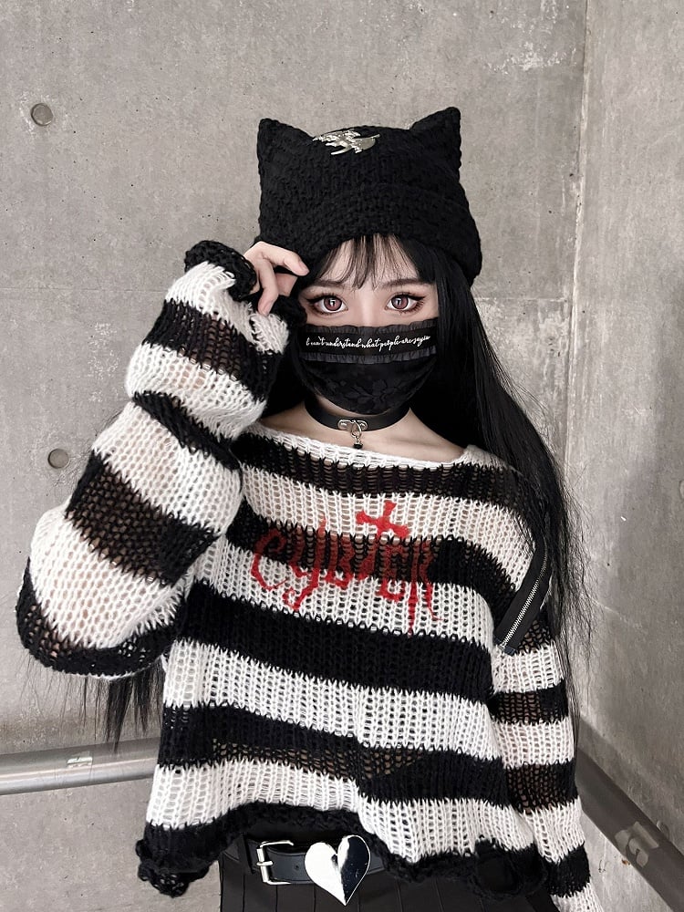 Punk Cat Ear Design Knitted Hat