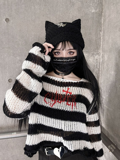 Clearance-Punk Cat Ear Design Knitted Hat