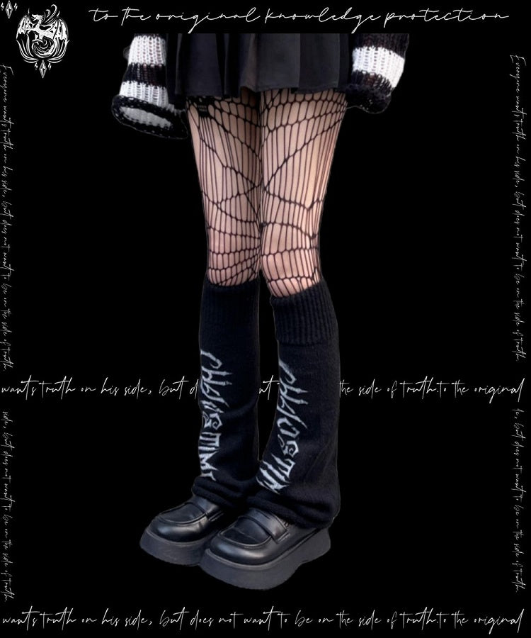 Punk Black Knitted Leg Warmers