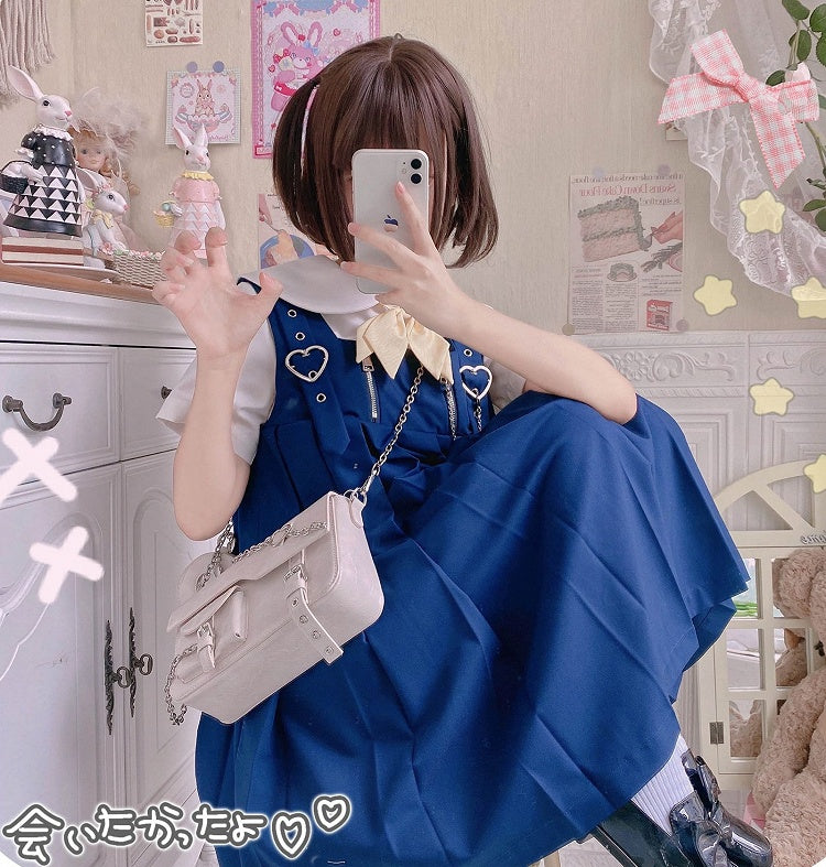 Fold-over Flap Metal Chain Design Shoulder Bag