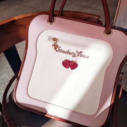 Pink Toast-shaped Ita Tote Bag with Bowknots