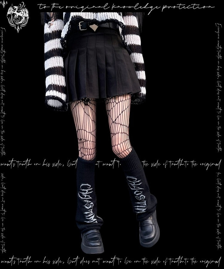 Punk Black Knitted Leg Warmers
