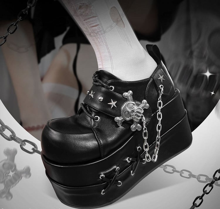 Black Star Hunter Pirates Skull Design Gothic Platforms