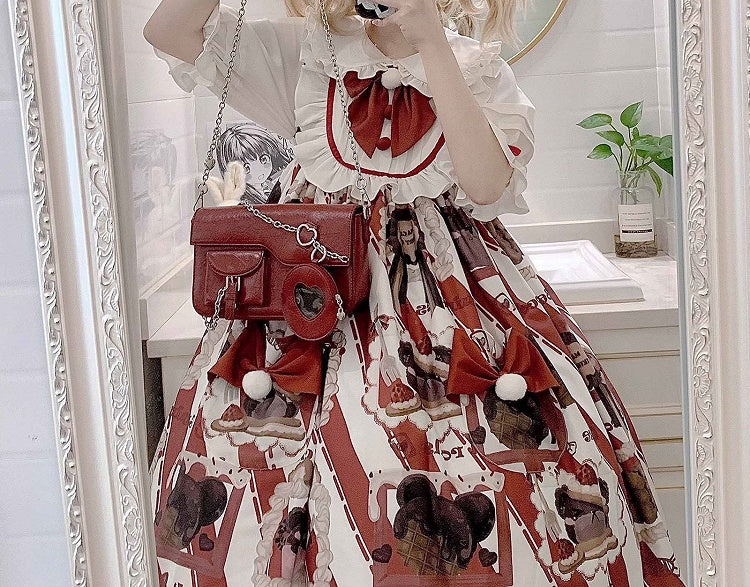 Fold-over Flap Metal Chain Design Shoulder Bag