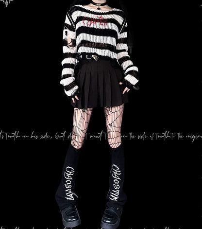 Punk Black Knitted Leg Warmers