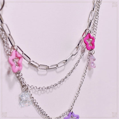 Y2K Star and Bear Decorated Silver Waist Chain