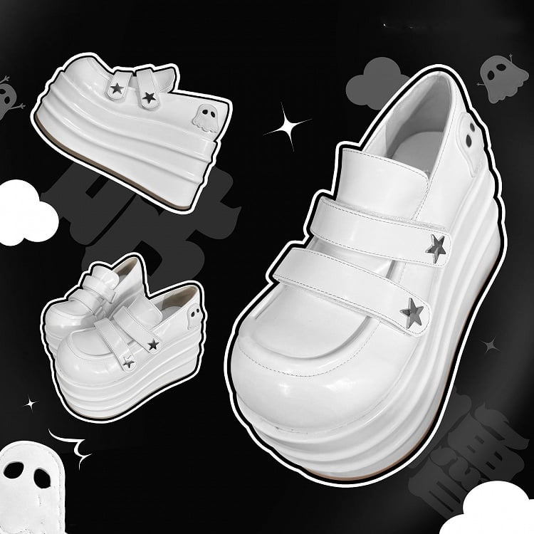 Clearance-Size 34 Little Ghost Design White Platforms