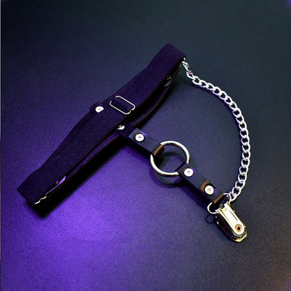 Stud Chain Details Black Garter