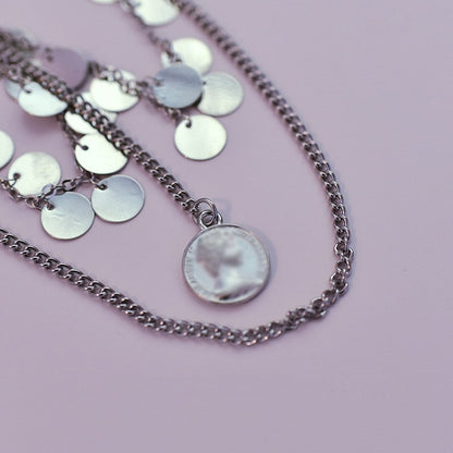 Cyberpunk Metal Sequin Chain Armlet Silver/Gold