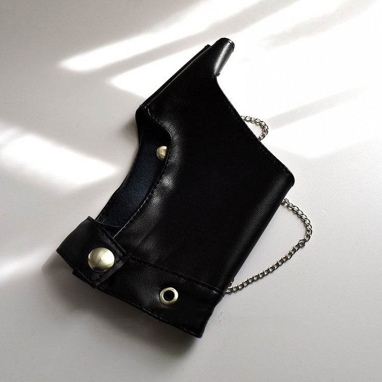 Studs and Chain Decorative Rock Black PU Gloves