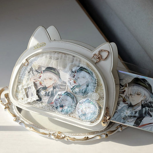 Kitty Head Shaped Ita Shoulder Bag Black / Green / White /Silver White