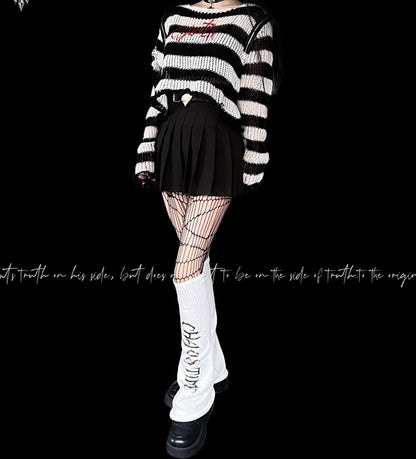 Punk White Knitted Leg Warmers