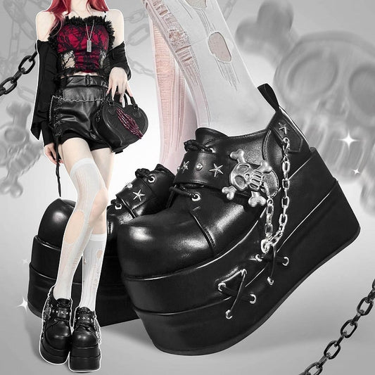 Black Star Hunter Pirates Skull Design Gothic Platforms