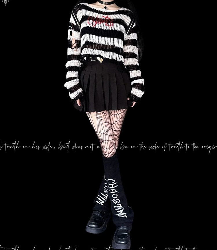 Punk Black Knitted Leg Warmers