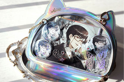 Kitty Head Shaped Ita Shoulder Bag Black / Green / White /Silver White