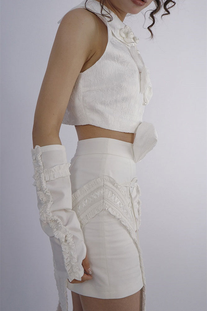 Lace-up Detail White Skirt