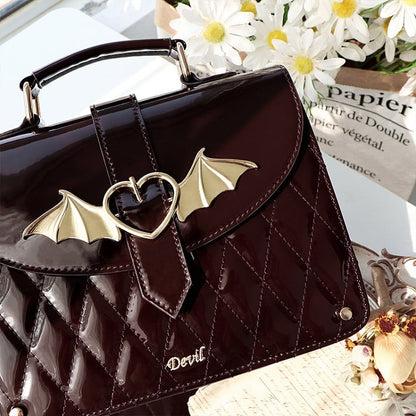 Bat Wings Design Buckle Brown Ita Shoulder Bag