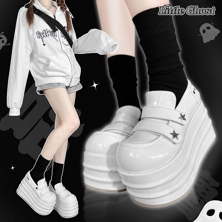 Clearance-Size 34 Little Ghost Design White Platforms